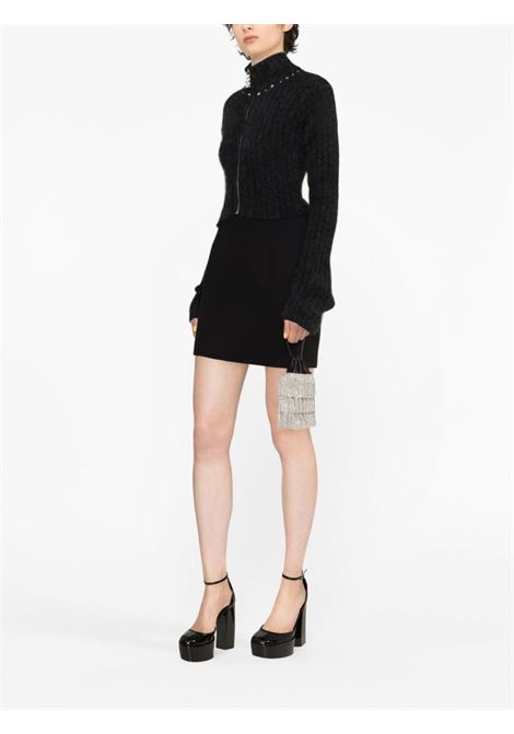 Black embellished ribbed-knit cardigan - women ALESSANDRA RICH | FAB3485K40588062